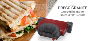 Arzum 2012 Prego Granite Izgara Tost Makinesi Kırmızı - Görsel 2