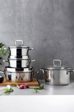 Schafer Stahl 8 Parça Inox Çelik Tencere Seti