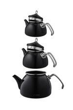 Neva Siyah Emaye 3 Katlı Çaydanlık Takımı - Görsel 2
