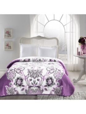 Taç Jasmine Çift Kişilik Battaniye Mürdüm