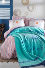 İrina Home Ethnical Mor Çift Kişilik Battaniye Takımı - Görsel 2