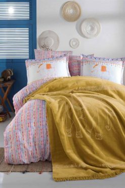 İrina Home Ethnical Mor Çift Kişilik Battaniye Takımı