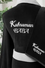 Özdilek Kahraman Baba Nakışlı Kadife Erkek Bornoz Seti - Görsel 3