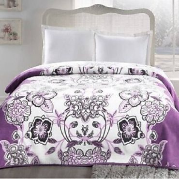 Taç Jasmine Çift Kişilik Battaniye Mürdüm