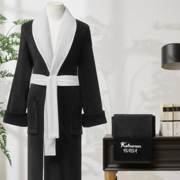 Özdilek Kahraman Baba Nakışlı Kadife Erkek Bornoz Seti