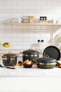 Schafer Goldie Tencere Seti 7 Parça-Siyah