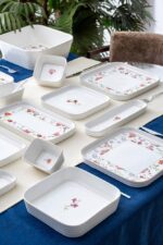 Acar Aria 45 Parça Kare 6 Kişilik Porselen Kahvaltı ve Yemek Takımı