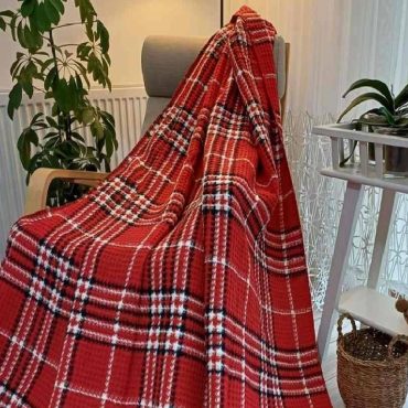 İrina Çift Kişilik Pamuklu Skoç Petek Desenli Tv Battaniyesi 200*220