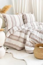 Schafer Home Costa İpliği Boyalı Tek Kişilik Nevresim Takımı 3 Parça-Bej