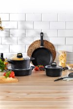 Schafer Black Stone Tencere Seti 7 Parça-Siyah