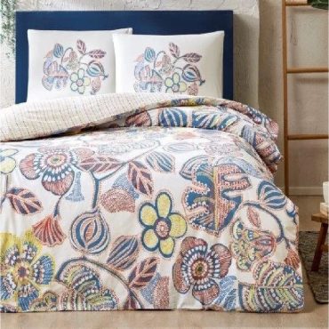 Taç Cecilia Ranforce Çift Kişilik Nevresim Takımı Mavi