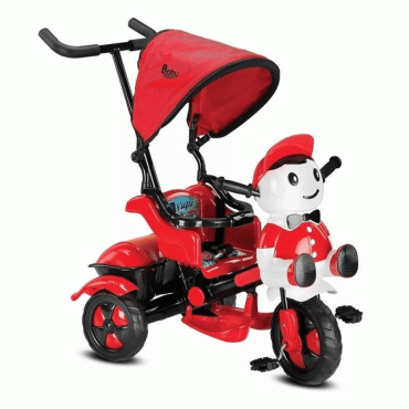 BABYHOPE YUPİ  İTMELİ GEZİ BİSİKLET TRIYCLE LUK 125 KIRMIZI-SİYAH