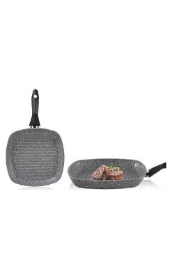 Schafer Cory Kare Grill Tava 28 cm – Granit Görünümlü, Yapışmaz, Izgara Tava