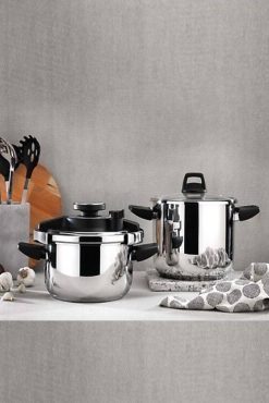 Schafer Compact 4+6,5 Lt 4 Parça Siyah Düdüklü Tencere Seti – Paslanmaz Çelik, Enerji Tasarruflu