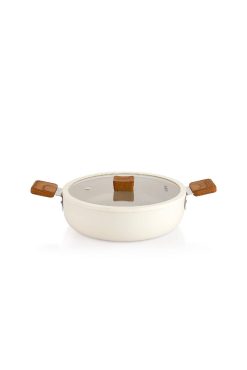 SCHAFER Ceramoni Seramik Basık Tencere – 26 cm – Krem