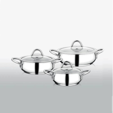 (10 AY ELDEN TAKSİT) First Class 6 Parça Çelik Sahan Seti – Platin Seri, Paslanmaz Çelik