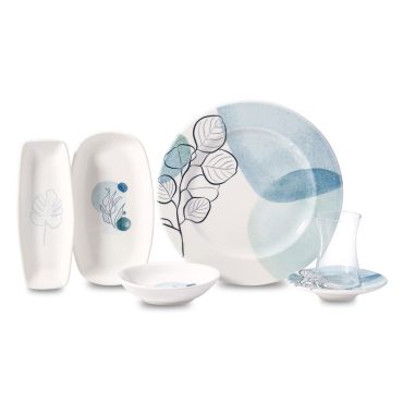 Korkmaz A8794 Natura Collection 26 Parça Kahvaltı Takımı | Modern Desenli, Porselen, 6 Kişilik