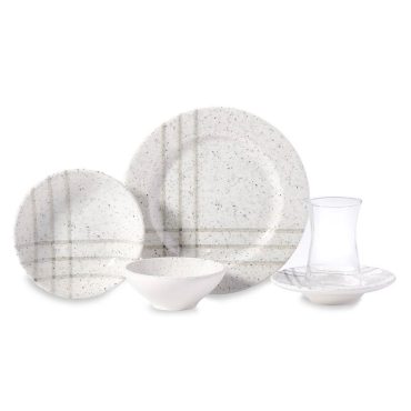 Korkmaz A8799 Natura Collection 26 Parça Kahvaltı Takımı | Modern Desenli, Porselen, 6 Kişilik