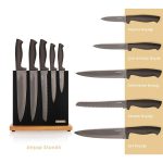 Schafer Solide Mıknatıslı Bıçak Seti 6 Parça Siyah | Paslanmaz Çelik, Şık Standlı - Görsel 2