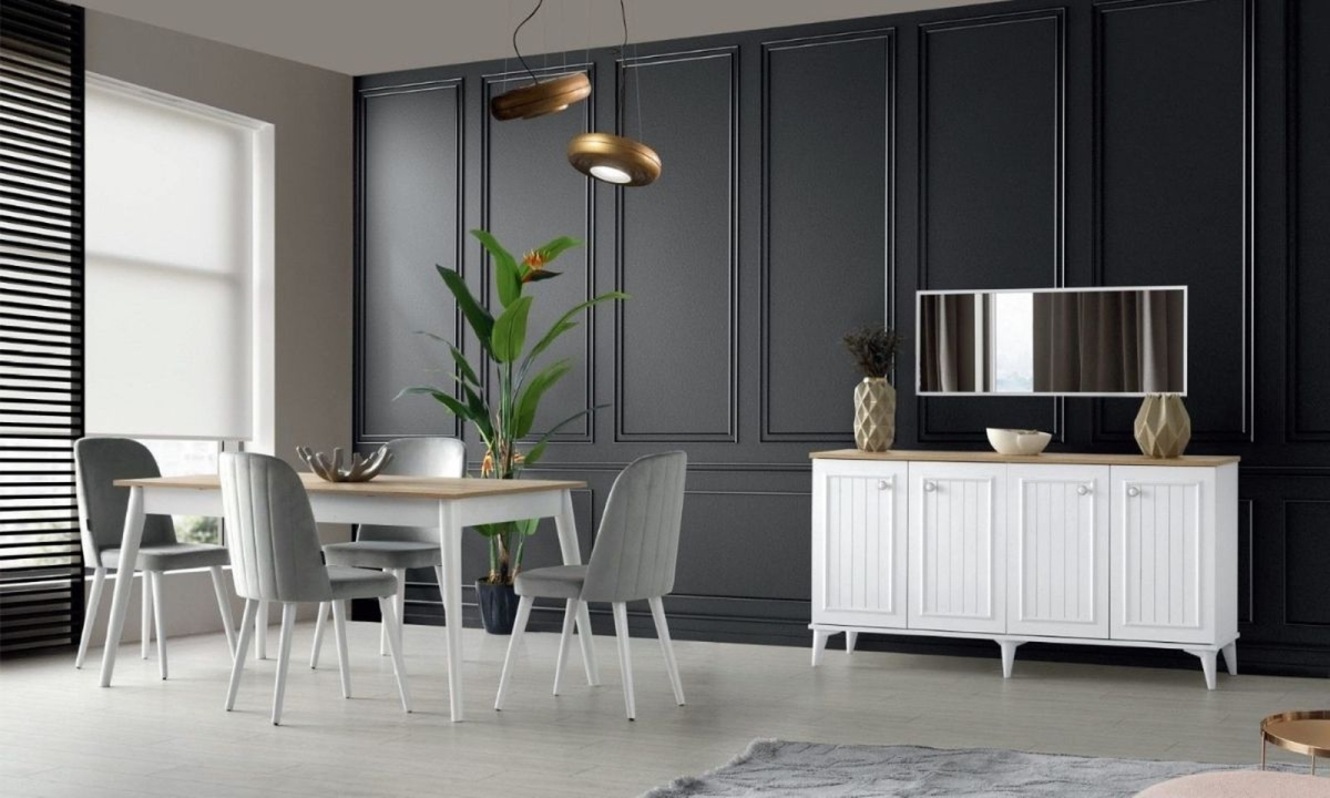 Hi MDF Klas Yemek Odası Takımı (Masa + Konsol + Aynası) | Modern ve Şık Tasarım - Görsel 1