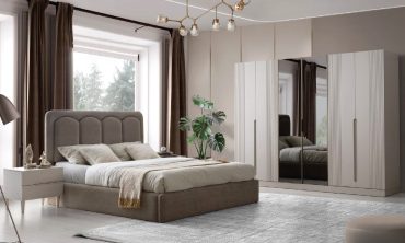 MDF Alanya Yatak Odası Takımı | Modern Flüt Desenli Gardırop, Yarım Ay Başlık ve Aynalı Lüks Stil