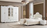 MDF Muğla Yatak Odası Takımı | Neoklasik Stil, Kapitoneli Taç Başlık ve Aynalı Lüks Gardırop