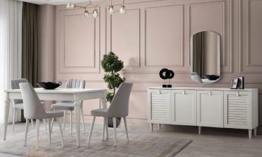 Afşin Modern Vintage Beyaz Yemek Odası Seti