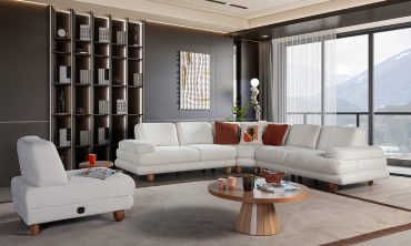 Geniş Roma Köşe Takımı 290x290 cm - Lüks, Silinebilir Kumaşlı Salon Köşesi