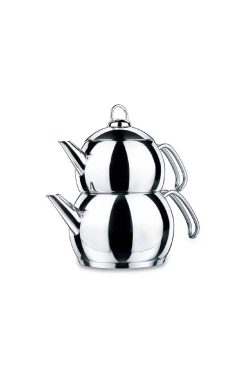 Korkmaz A104 Tombik Çaydanlık Takımı - 18/10 Paslanmaz Çelik, İndüksiyon Uyumlu Solar Taban, Parlak Inox