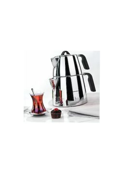 Korkmaz Erna A227-02 Çaydanlık Takımı İndüksiyon Uyumlu 18/10 Paslanmaz Çelik Gold Şeritli Parlak Yüzey