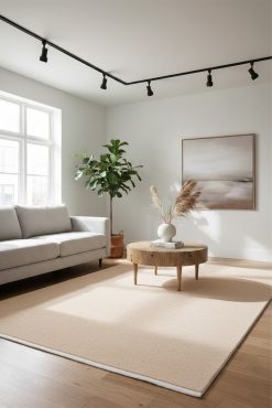 DREAM 4010 Pudra Halı - Minimalist Tasarım, Yumuşak Doku, Antibakteriyel Salon Halısı