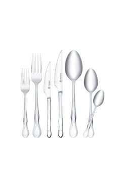 Korkmaz Silva A2532 84 Parça Çatal Bıçak Kaşık Takımı - 12 Kişilik Lüks Set, 18/10 Paslanmaz Çelik, Kıvrımlı Sap Tasarımı