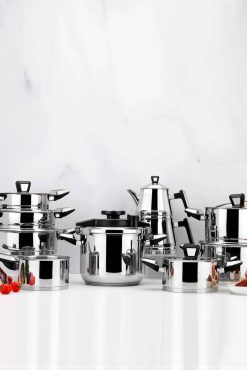 Schafer Premium Çelik Çeyiz Seti 18 Parça Inox - 18/10 Paslanmaz Çelik, İndüksiyon Uyumlu Kapsül Taban, Çaydanlık Dahil