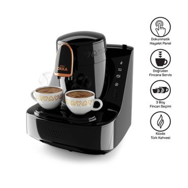 Arzum Okka Elite Türk Kahve Makinesi Siyah/Bakır - Doğrudan Fincana Servis, Közde Pişirme, Dokunmatik Panel