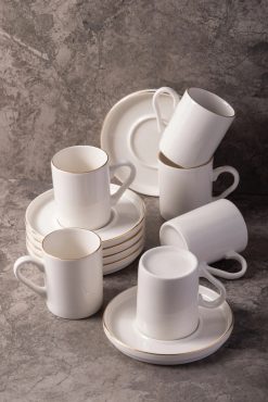 First Class Bone White Altın Yaldızlı Kahve Fincan Takımı