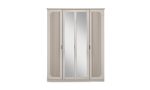 Kanyon 4 Kapılı Aynalı Gardırop - Dikey Oluklu Tasarım, Bol Raflı ve Askılıklı, Açık Gri/Bej