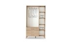 Mocca 3 Kapılı Aynalı Gardırop - 3 Çekmeceli, İskandinav Tarzı, Açık Meşe Desenli, Ayaklı Gardırop - Görsel 2