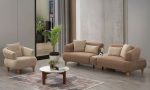 Pearl Modüler Koltuk Takımı 3+3+1 - Bölmeli Kanepe Tasarımı, Dokulu Kumaş Döşeme, Ahşap Ayaklı Modern Set - Görsel 5