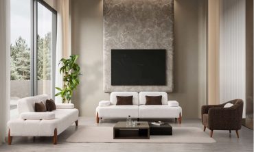 Troy Koltuk Takımı 3+3+1 - Ayarlanabilir Fonksiyonel Kolçaklar, Yataklı , İki Renkli Modern Tasarım