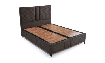 Diva Modern Baza ve Başlık Seti - Yatay Segmentli Başlık, Yuvarlak Hatlı Kasa, Sandıklı Depolama