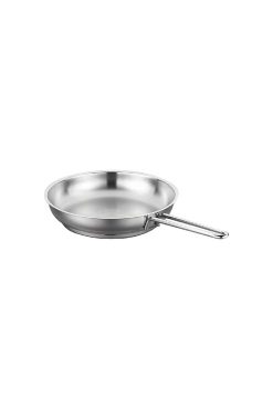 Korkmaz A1081 Tombik Tava - 28x5,5 cm, 18/10 Cr-Ni Paslanmaz Çelik Gövdeli, Üç Katlı Kapsül Tabanlı ve Isıya Dayanıklı Metal Saplı Profesyonel Tava