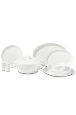 Korkmaz A8265 Lines Collection 58 Parça Yemek Takımı - 12 Kişilik, Beyaz Porselen Sade ve Şık Davet Seti