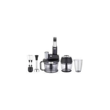 Fakir Speed Multi Çok Fonksiyonlu El Blender Seti - Siyah ve Gümüş, Paslanmaz Çelik Aksesuarlar, Doğrayıcı ve Çırpıcı Özellikli Mutfak Robotu