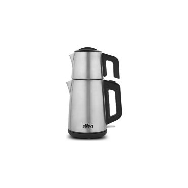 Stilevs Çays Inox Mat Çay Makinesi - Paslanmaz Çelik Gövde, 1.25 L Demlik Kapasitesi, Otomatik Sıcak Tutma Özellikli Elektrikli Çaydanlık