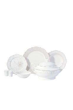 Korkmaz A8279 Eliza Collection 60 Parça Yemek Takımı - 12 Kişilik, Dalgalı Kenar Tasarımlı, Fine Bone Porselen Lüks Set