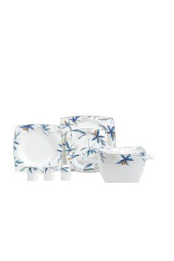 Korkmaz A8463 Bone Selection 60 Parça Yemek Takımı - 12 Kişilik, Kare Formlu, Gold Yaldızlı Lüks Bone Porselen Set