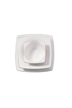 Korkmaz A8096 Zena Collection 60 Parça Yemek Takımı - 12 Kişilik, Yuvarlak Tasarım, Platin Detaylı Bone Porselen Lüks Set