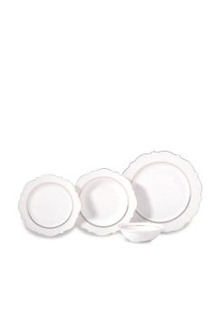 Korkmaz A8270 Eliza Collection 60 Parça Yemek Takımı - 12 Kişilik, Dalgalı Kenar Formlu, Fine Bone Porselen Lüks Davet Seti