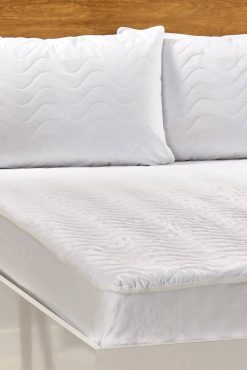 Taç Perfect Kapitone Alez - Çift Kişilik (160x200 cm), Beyaz, Dalgalı Dikişli, Üstün Koruma Yatak Örtüsü