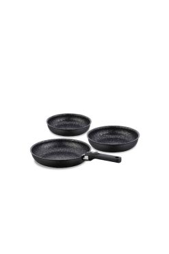 Korkmaz A2612 Neta 4 Parça Tava Seti - Çıkarılabilir Saplı, Granit Kaplama, Yer Tasarrufu Sağlayan Tasarım